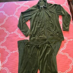 Vintage 80’s Jane Ashley Forest Green Velour Track Suit